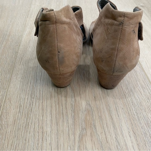 Eileen Fisher Tan Leather Suede Heeled Booties - Picture 4 of 6